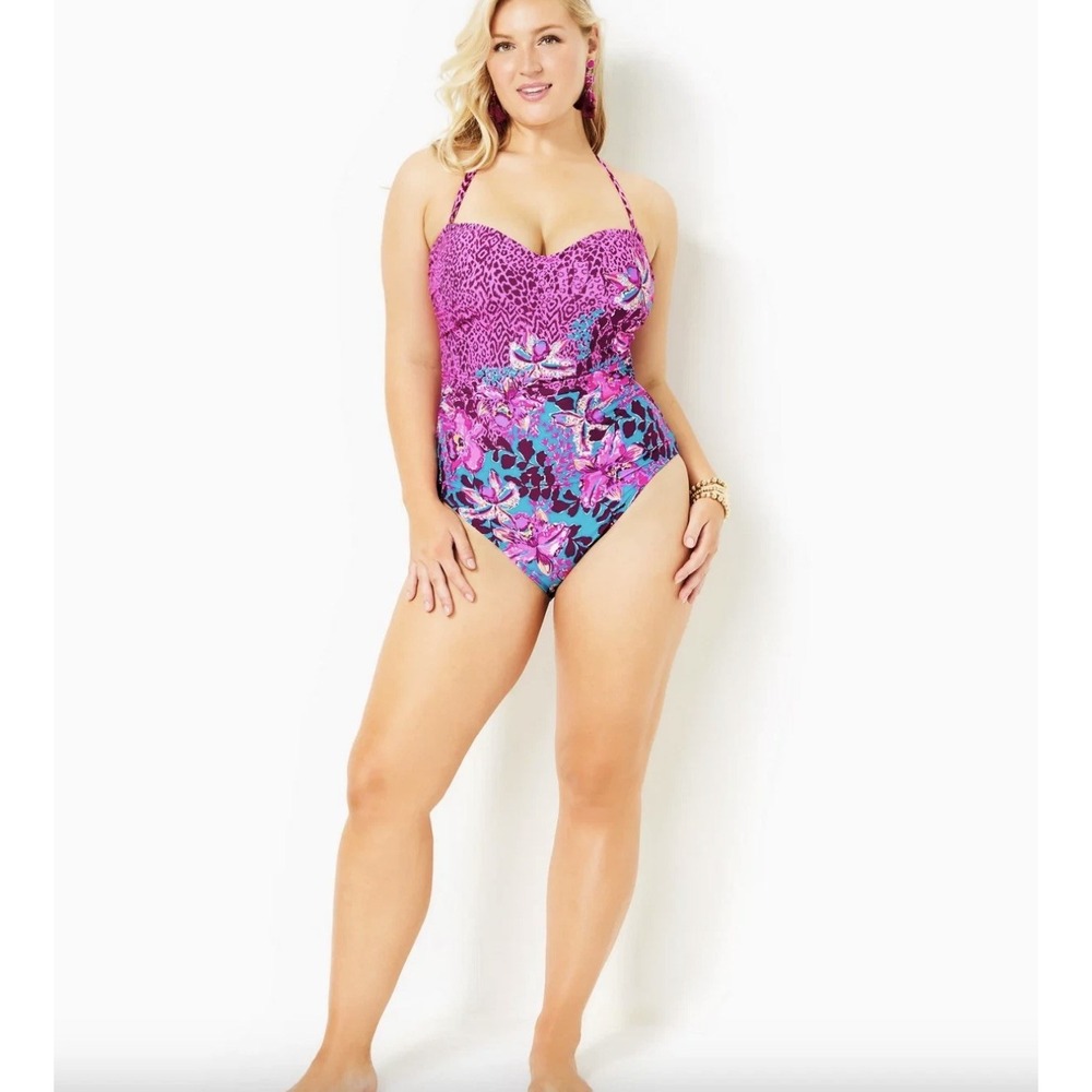 NWT LILLY PULITZER SIZE 16 GINNIE SWIMSUIT *ORCHID YOU NOT* BLUE RHAPSODY